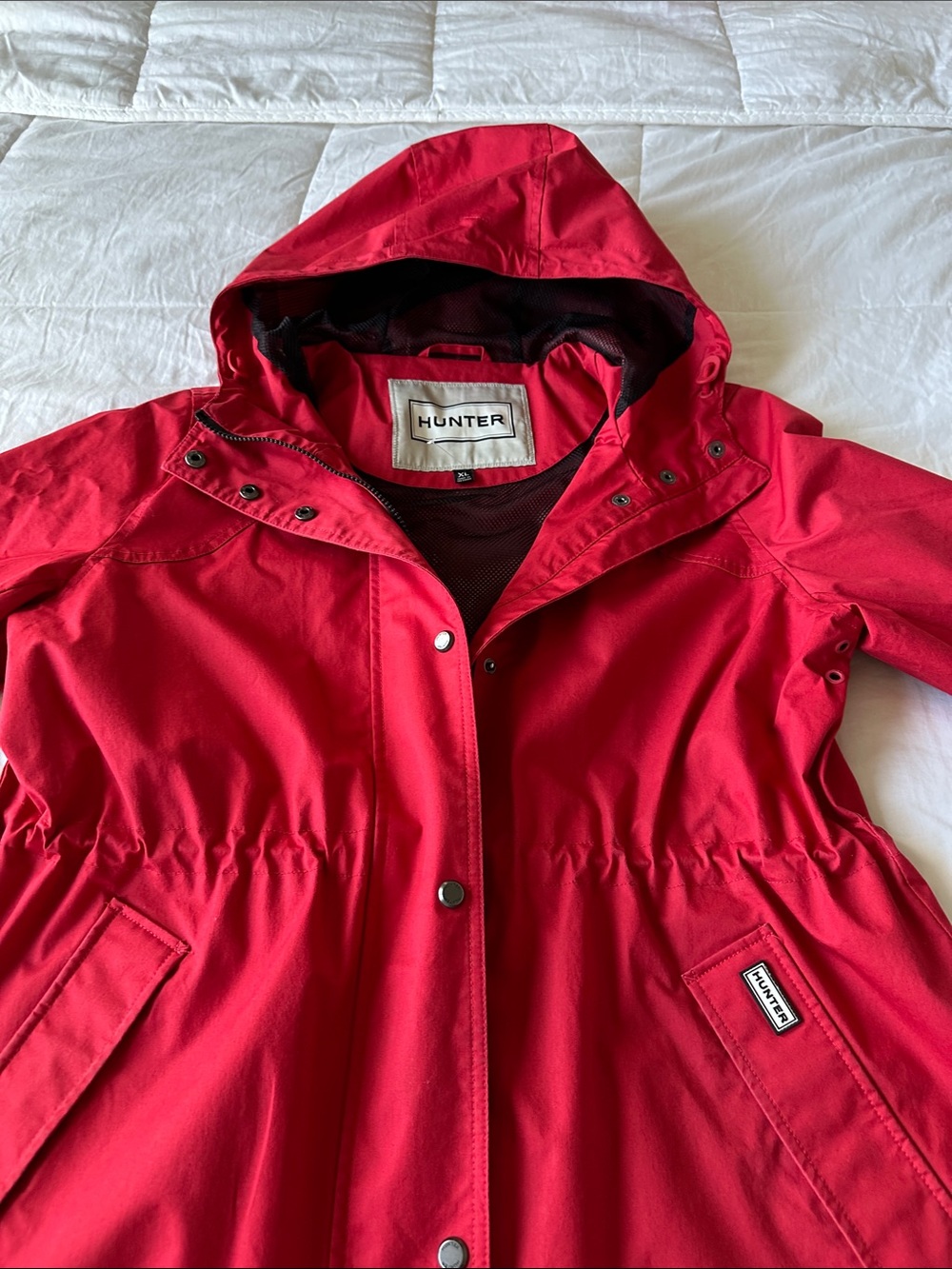 Hunter Women's Bright Red Hooded Trench Coat